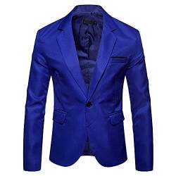 DAIHAN Herren Anzugjacke Casual Freizeit Sakko Business Blazer Slim Fit EIN Knopf Herrenanzug Smoking Jacke Suit Blazer Freizeitjacke Klassisch Freizeit Top Coat Sakko,Blau 2,XXL von DAIHAN