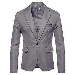 DAIHAN Herren Anzugjacke Casual Freizeit Sakko Business Blazer Slim Fit EIN Knopf Herrenanzug Smoking Jacke Suit Blazer Freizeitjacke Klassisch Freizeit Top Coat Sakko,Grau,M von DAIHAN