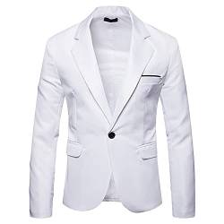 DAIHAN Herren Anzugjacke Casual Freizeit Sakko Business Blazer Slim Fit EIN Knopf Herrenanzug Smoking Jacke Suit Blazer Freizeitjacke Klassisch Freizeit Top Coat Sakko,Weiß,M von DAIHAN