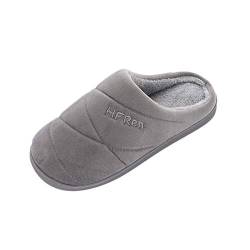 DAIHAN Herren Damen Winter Pantoffeln Plüsch Wärme Hausschuhe rutschfeste Slippers Dunkelgrau 37.5 EU von DAIHAN