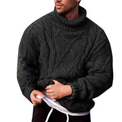 DAIHAN Herren Einfach Winter Warm Rollkragen Cable Stitch Jumper Twist Strickpullover Rollkragenpullover Sweatshirts Schwarz XL von DAIHAN