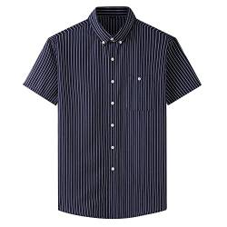 DAIHAN Herren-Hemd Langarm/Kurzarm Kent-Kragen Freizeithemd Streifen Hemden Sommerhemd Businesshemd Hochzeit/Bügelleicht/Slim-Fit/Anzug,B-Blau2,3XL von DAIHAN