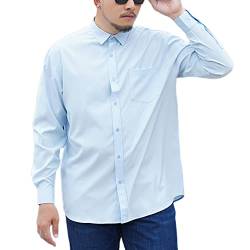 DAIHAN Herren Hemden Große Größe Formelle Freizeithemd Businesshemden Langarm mit Button-Down Hemdbluse für Alltag Mode Tops Oberteile,A-Blau,6XL von DAIHAN
