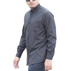 DAIHAN Herren Hemden Große Größe Formelle Freizeithemd Businesshemden Langarm mit Button-Down Hemdbluse für Alltag Mode Tops Oberteile,Schwarz,6XL von DAIHAN