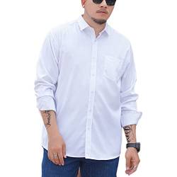 DAIHAN Herren Hemden Große Größe Formelle Freizeithemd Businesshemden Langarm mit Button-Down Hemdbluse für Alltag Mode Tops Oberteile,Weiß,3XL von DAIHAN