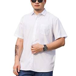 DAIHAN Herren Kurzarm Hemd Sommerhemd Freizeithemd mit Brusttasche Große Größe Klassisches Hemd Business Casual,Weiß,7XL von DAIHAN