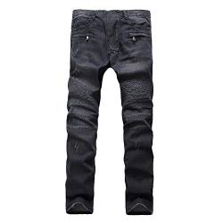 DAIHAN Herren Motorradhose Jeans Hose Slim Fit Denim Lange Jeanshose Freizeithose Stretch Cargo Hose,Schwarz,30 von DAIHAN