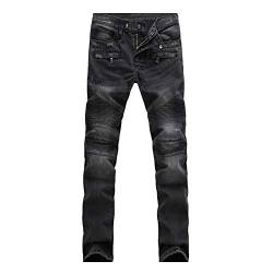 DAIHAN Herren Motorradhose Slim Fit Stretch Biker Jeans Hosen Stretch Jogging Cargohose,Schwarz,34 von DAIHAN