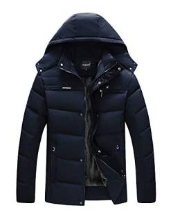 DAIHAN Herren Plus Size Daunenjacke Steppjacke Dick Winterjacke Verdicken Gesteppter Puffermantel Übergangsjacke Gefütterte Winterparka Daunenmantel Mit Kapuze NavyJR XXL von DAIHAN