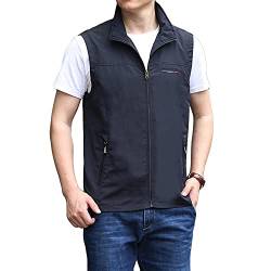 DAIHAN Herren Sommer Outdoor Weste Leicht Atmungsaktiv Anglerweste Ärmellos Jacke Leicht Safari Weste Multifunktionsweste Camping Vest Jagd Angeln Wandern Funktionsweste,Schwarz,3XL von DAIHAN