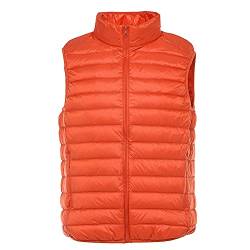 DAIHAN Herren Weste Outdoor Steppweste Daunenweste Ärmellos Jacke Übergangs Sportweste Übergangsjacke Bodywarmer Outdoor Warm Gefüttert Stehkragen Leicht Daunenweste,Orange,XXL von DAIHAN