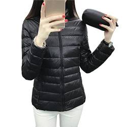 DAIHAN Leichte Daunenjacke Damen Steppjacke Winter Übergangsjacke Bomberjacke Stehkragen Ohne Kapuze Steppjacke Sportjacke Leichte Outdoor Puffer Jacket Gepolstert,Schwarz,3XL von DAIHAN