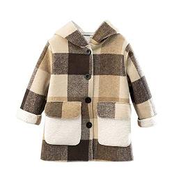 DAIHAN Mädchen Jungen Winterjacke Kinder Wintermantel Faux Wollmantel Parka Coat Outwear Warme Fleecejacke mit Kapuze Jacket Mantel Übergangsjacke Trechcoat Herbst Winter,Braun,140 von DAIHAN