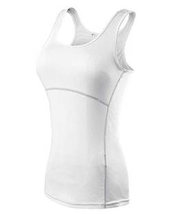 Damen Kompressions Tank-Top Ärmelloses T-Shirt Sport Lauftop Fitness Running Funktions Shirt Oberteile Weiß M von DAIHAN