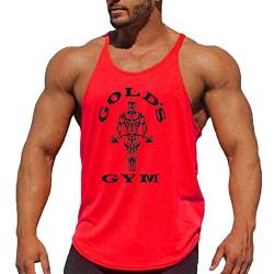 Herren Bodybuilding Gym Tank Tops Stringer Workout T-Shirts Ärmellos Unterhemd Achselshirt Muskelshirt für Training Running,Rot,XL von DAIHAN