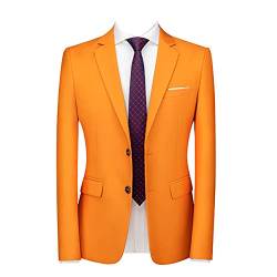 Herren Einfarbig Anzugjacke Klassisch EIN Knopf Solide Smoking Blazer-Mäntel Schmale Passform Schal Revers Jacken Dinner Singers Blazer Mantel Tops Orange XXL von DAIHAN