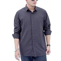 Herren Große Größen Hemd, Businesshemd, Sommer Einfarbig Basic Shirt Freizeithemden Langarm für Freizeit Business Hochzeit,Schwarz,5XL von DAIHAN