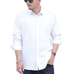 Herren Große Größen Hemd, Businesshemd, Sommer Einfarbig Basic Shirt Freizeithemden Langarm für Freizeit Business Hochzeit,Weiß,6XL von DAIHAN