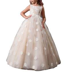 Kinder Mädchen Ärmellos Lang Kleid Tüll Prinzessin Partykleid Geburtstag Festzug Festkleid Blumenmädchen Hochzeitskleid Brautjungfer Maxikleid A-Linie Kommunionskleid Abendkleid,0,150 von DAIHAN