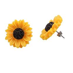 DAIHUI Einfache Temperament Sonnenblume Ohrstecker Harz Blumenohrring für Frauen Mädchen (Größe 1) von DAIHUI