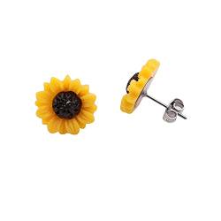 DAIHUI Einfache Temperament Sonnenblume Ohrstecker Harz Blumenohrring für Frauen Mädchen (Größe 2) von DAIHUI