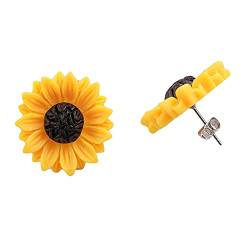 DAIHUI Einfache Temperament Sonnenblume Ohrstecker Harz Blumenohrring für Frauen Mädchen (Größe 3) von DAIHUI