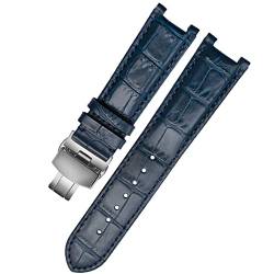 DAIKMZ Echtes Lederarmband für GC 22 * 13 mm 20 * 11 mm gekerbtes Armband mit Edelstahl Schmetterlingsschnalle Herren und Damen Uhrengürtel (Farbe: 21 mm, Größe: 22-13 mm), 22-13mm, Achat von DAIKMZ