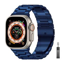 DAIKMZ Für Apple Watch Ultra 49 mm Edelstahl Business Band für iWatch Series 8 7 41 mm 45 mm für Apple Watch SE 6 5 4 3 40 mm 44 mm 42 mm 38 mm (Farbe: Blau, Größe: Ultra 49 mm) von DAIKMZ