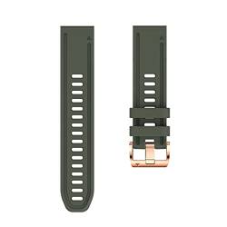 DAIKMZ Für Garmin Fenix 7S 6S 5S Armband 20 mm Armband roségoldene Schnalle für Fenix 6s Pro 5s Plus Silikon Schnellwechsel-Handgelenkbänder (Farbe: Armeegrün, Größe: für Fenix 7S) von DAIKMZ