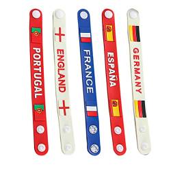 Armband mit Nationalflagge, 10 Stück, Silikon, Fußball-Armband, WM, Souvenir, Fußballfan, Geschenke für Männer, Frauen, Jungen, Mädchen, ONE SIZE, Silikon von DAIVARNING