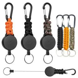 6 Stück Schlüsselanhänger Ausziehbar, Einziehbarer Schlüsselanhänger, Schlüsselband Ausziehbar mit Karabiner für Schlüssel, Ausweis, Paracord Schlüsselanhänger für Männer Frauen von DALAETUS