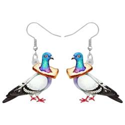 DALANE Acryl Anime Hawaii Taube Ohrringe Baumelnd Tropfen Zylinderhut Vogel Tiere Schmuck für Frauen Mädchen Kinder Geschenke Partei Begünstigungen Reize (Weiß) von DALANE