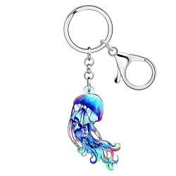 DALANE Acryl Anime Quallen Schlüsselanhänger Meer Leben Auto Schlüsselring Quallen Schmuck Geschenke für Damen Mädchen Dekor (Blau) von DALANE