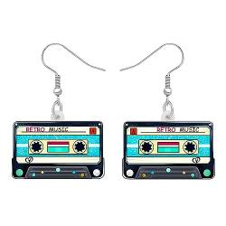 DALANE Acryl Fun Vintage Radio Kassette Ohrringe Retro Schmuck für Frauen Mädchen 80er 90er Jahre Nostalgie Geschenke (Blau) von DALANE