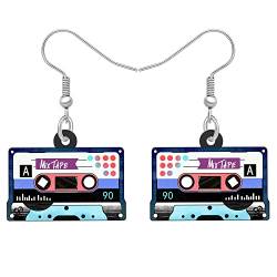 DALANE Acryl Fun Vintage Radio Kassette Ohrringe Retro Schmuck für Frauen Mädchen 80er 90er Jahre Nostalgie Geschenke (Lila) von DALANE