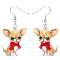 DALANE Acryl Niedlich Anime Chihuahua Hund Ohrringe Baumeln Tropfen Welpen Haustiere Schmuck Geschenke für Frauen Mädchen Kinder Hundeliebhaber Charms Party (Braun) von DALANE