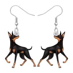 DALANE Acryl Niedlich Dobermann Hund Ohrringe Baumelnd Tropfen Welpe Haustiere Tiere Schmuck Lustige Geschenke für Frauen Mädchen Kinder Hundeliebhaber Charms (Schwarz) von DALANE