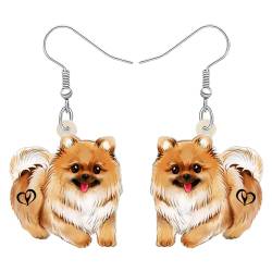 DALANE Acryl Niedlich Pomeranian Hund Ohrringe Baumelnd Tropfen Anime Welpen Haustiere Schmuck für Frauen Mädchen Kinder Hundeliebhaber Charms Geschenke Party Dekor (Braun) von DALANE