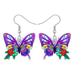 DALANE Acryl Niedlich Schmetterling Ohrringe Hängend Insekten Schmetterling Schmuck Geschenke für Damen Mädchen Dekor (Mauve) von DALANE