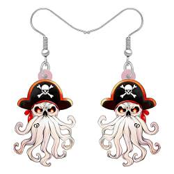 DALANE Acryl Oktopus Ohrringe Tintenfisch Baumeln Krake Hängend Mode Ozean Tier Schmuck Geschenke für Damen Mädchen Zubehör (Weiß) von DALANE