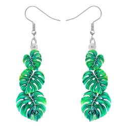 DALANE Acryl Spaß Palmblätter Ohrringe Tropfen Baumeln Grün Tropische Monstera Pflanze Schmuck für Frauen Mädchen Kinder Charms Hawaii Geschenke Decor (Grün) von DALANE