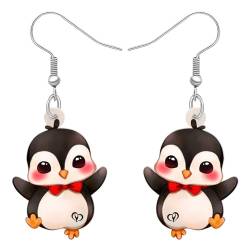 DALANE Acryl Süße Weihnachten Hut Pinguin Ohrringe Baumeln Tropfen Anime Schal Tiere Schmuck für Frauen Damen Mädchen Kinder Weihnachten Geschenke (Weiß) von DALANE