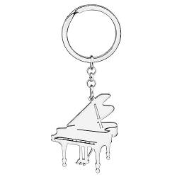 DALANE Edelstahl Klavier Schlüsselanhänger Musikinstrument Schmuck Geschenke für Frauen Mädchen Charms Auto Schlüsselring Ring (Versilbert) von DALANE