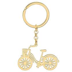 DALANE Edelstahl Niedlich Fahrrad Schlüsselanhänger Fahrrad Schmuck für Frauen Mädchen Charms Geschenke Brieftasche Schlüsselring (18K Vergoldet B) von DALANE