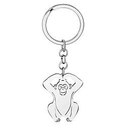 DALANE Edelstahl Niedlich Herz Gorilla Schlüsselanhänger Geschenke für Damen Mädchen lustig Affe Auto Schlüsselring Rucksack Deko (Versilbert) von DALANE