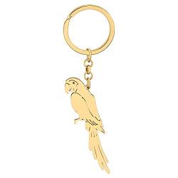 DALANE Edelstahl Nymphensittich Ara Papagei Schlüsselanhänger Vogel Auto Schlüsselring Schmuck Geschenke für Damen Mädchen Dekor (Goldplattierter Ara #2) von DALANE