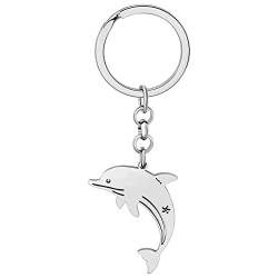 DALANE Edelstahl Schlüsselanhänger Delfin Ozean Fisch Schlüsselring Anhänger Delphin Geschenke Schmuck für Damen Mädchen Kinder von DALANE