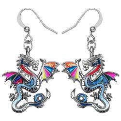 DALANE Emaille Legierung Drachen Ohrringe Hängend mythische Dinosaurier Baumeln Mode Schmuck für Damen Mädchen Geschenke (Multi) von DALANE