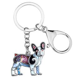 DALANE Emaille Legierung Französisch Bulldogge Hund Schlüsselanhänger Welpe Haustiere Schmuck Geschenke für Damen Mädchen Kinder (Schwarz) von DALANE