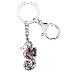 DALANE Emaille Legierung Hippocampus Seepferdchen Schlüsselanhänger Handtasche Schlüsselring Ozean Schmuck Geschenke für Damen Mädchen (Schwarz) von DALANE